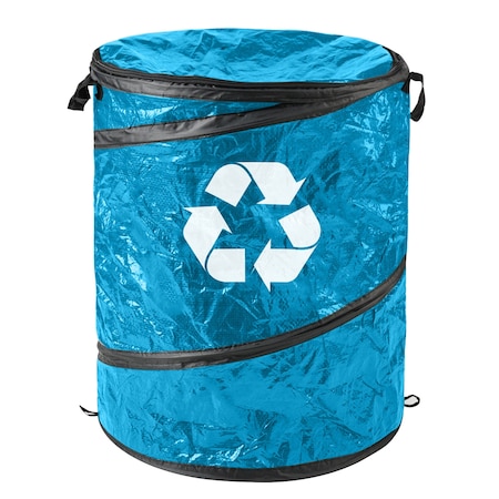 Wakeman Round Collapsible Trash Can, Blue, Polypropylene & 3.3S steel wire, 22 in 75-CMP1161